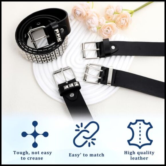 Faux Leather Studded Belt Set, 6 Piece Punk Style Accessories